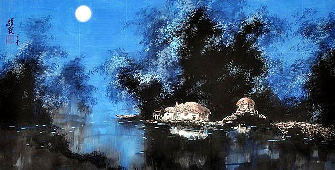 古香古色山水画,岭南风景国画