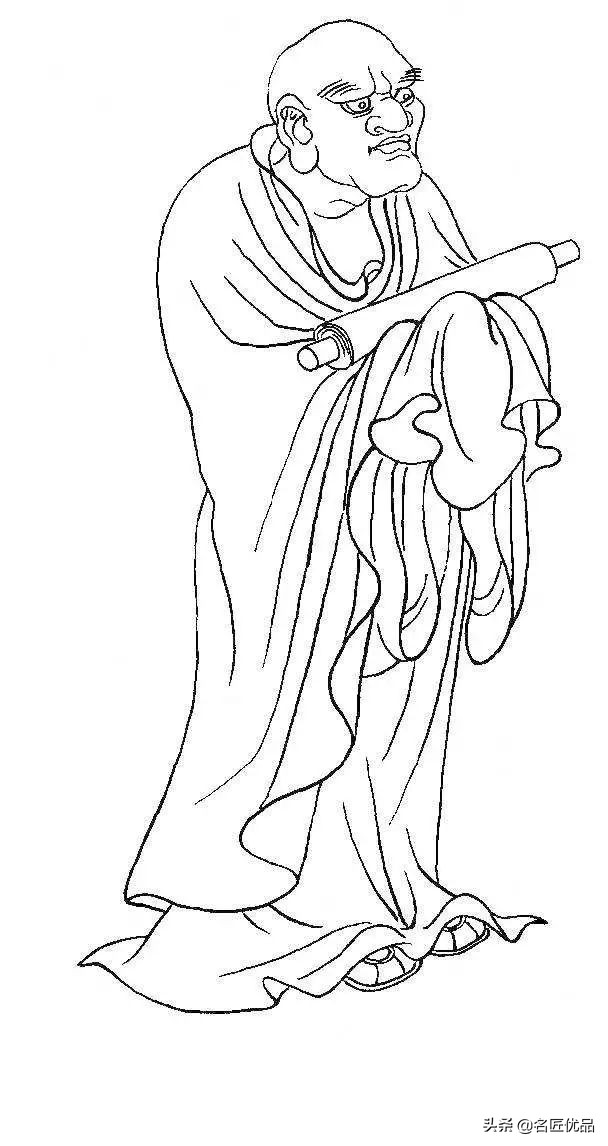 降龙罗汉白描图高清图片,十八罗汉白描图高清图片