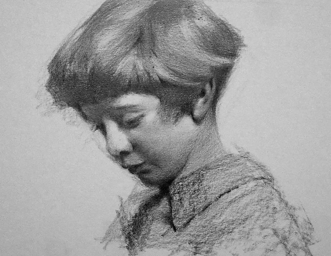 一眼惊艳的素描画,一眼望不到尽头的路素描画