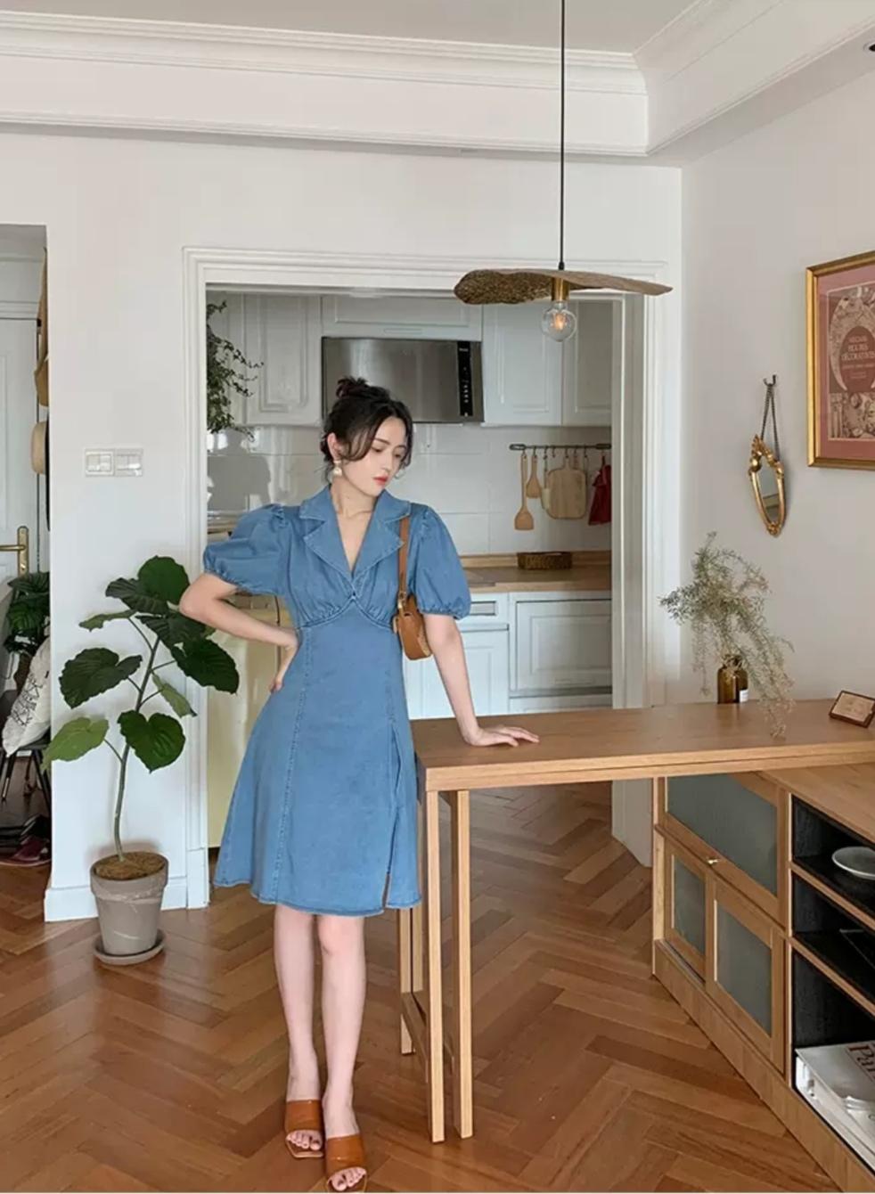 迪士尼联名甜美泡泡袖公主连衣裙,迪士尼泡泡袖连衣裙白色