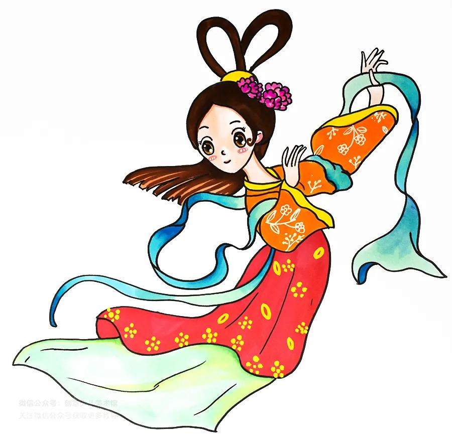 但愿人长久简笔画,千里共婵娟儿童画