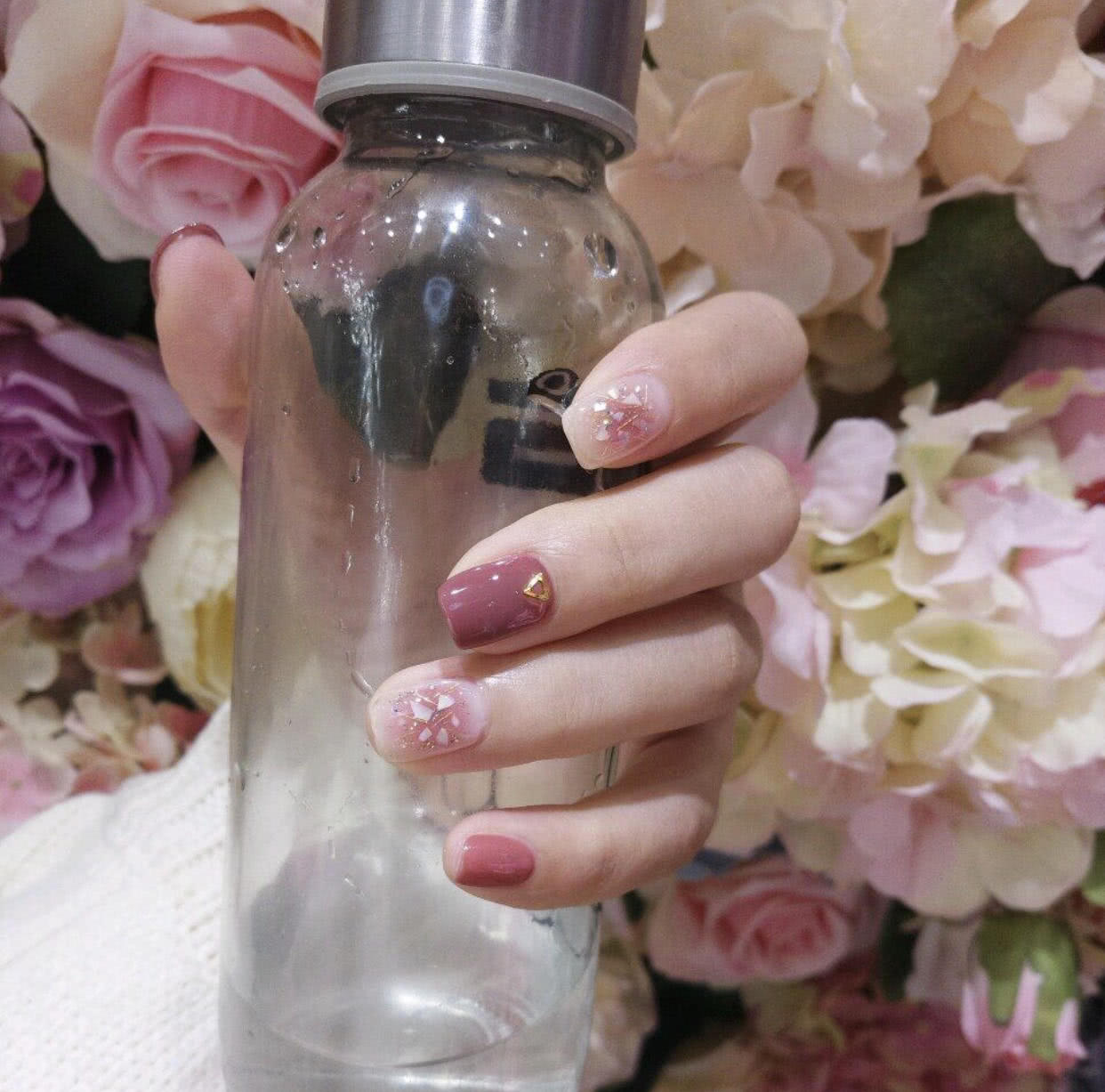 短款29号光疗晕染裸色贝壳美甲,贝壳美甲教程视频初学