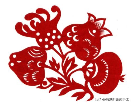 石榴多子多福剪纸,多子石榴剪纸图片大全