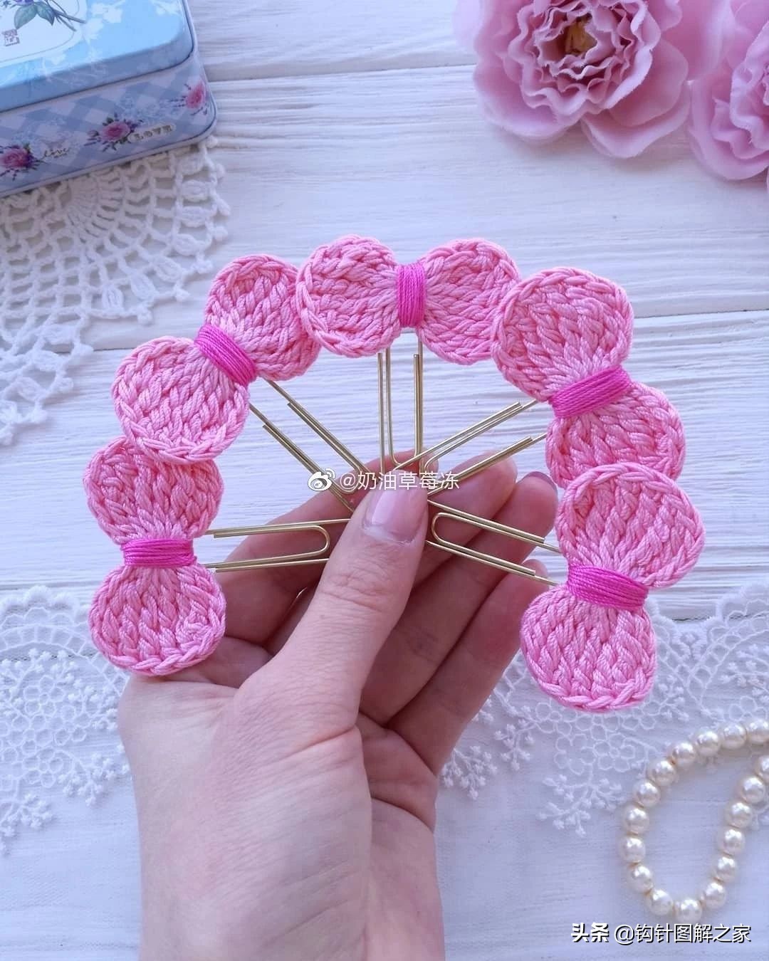 钩针蝴蝶结教程全过程,钩针蝴蝶结图解大全视频