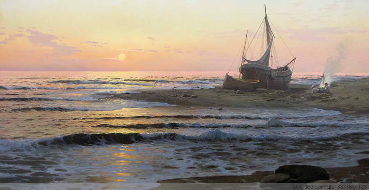 俄罗斯画家画水风景,俄罗斯远山风景油画100幅