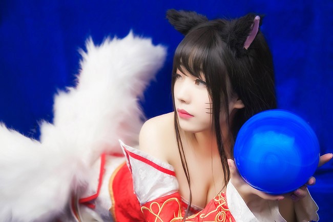 英雄联盟紫色阿狸cos,游戏英雄联盟九尾妖狐阿狸cosplay