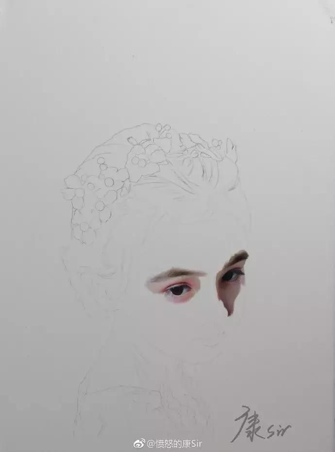 写实彩铅画,超好看素描画迪丽热巴