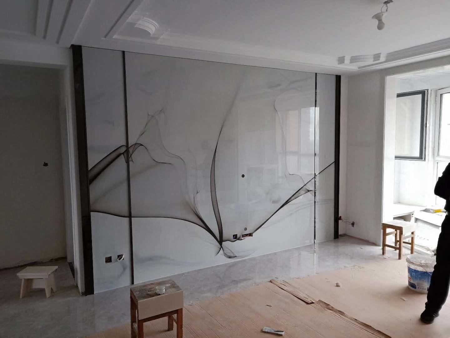 金属线造型电视背景墙,隐形门背景墙加金属线效果