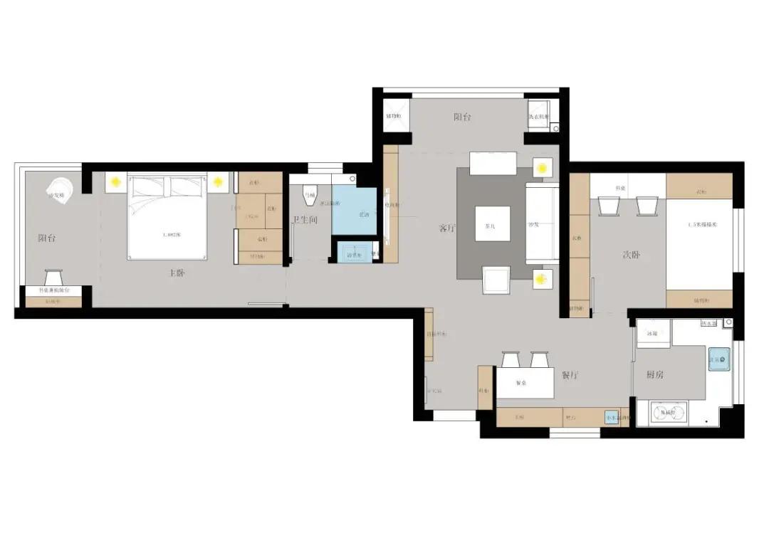 80年代老房惊变现代风两居,90㎡装下业主夫妻小心愿