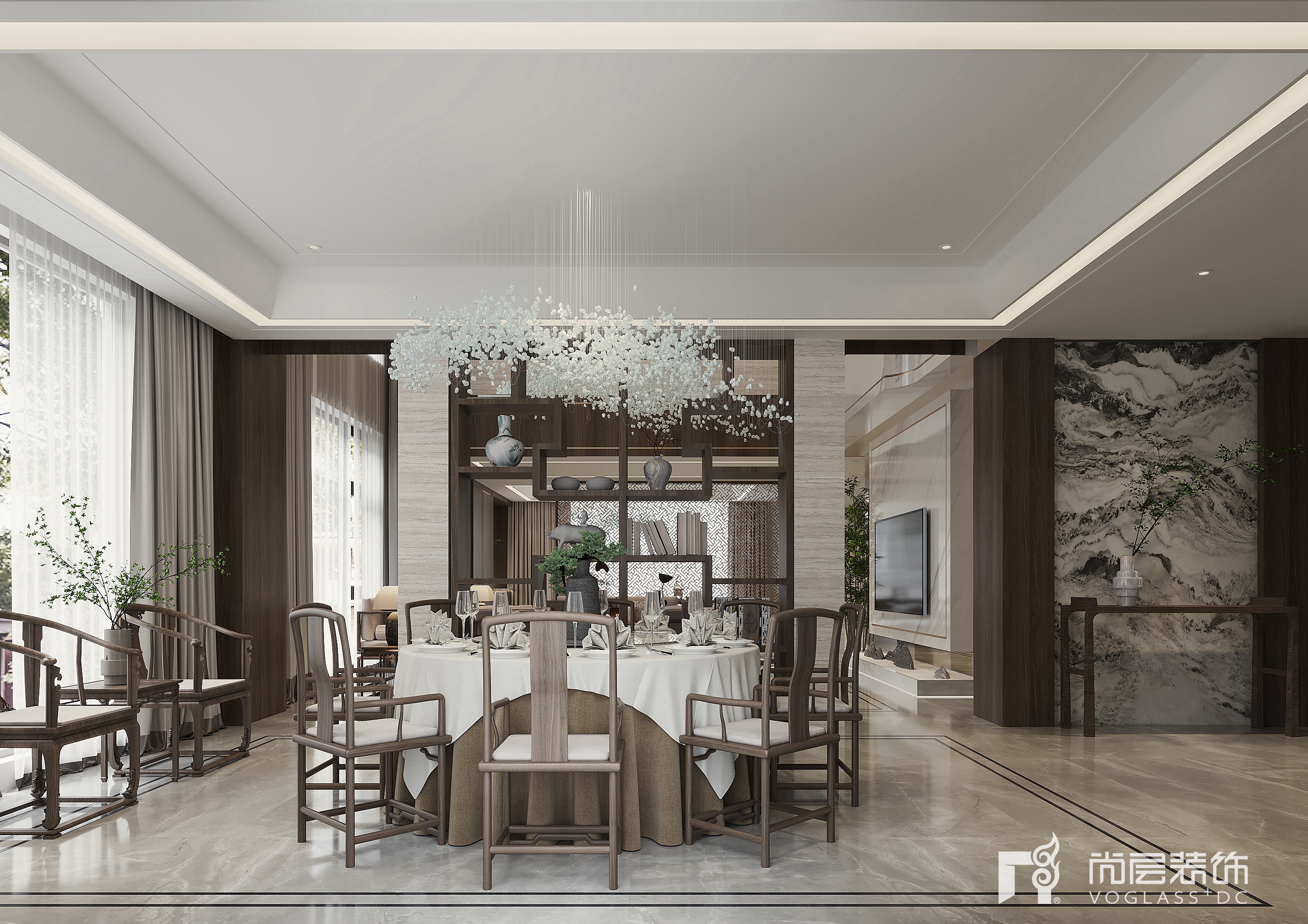 装修效果图-家装室内设计效果图|溪隐府-新中式风格