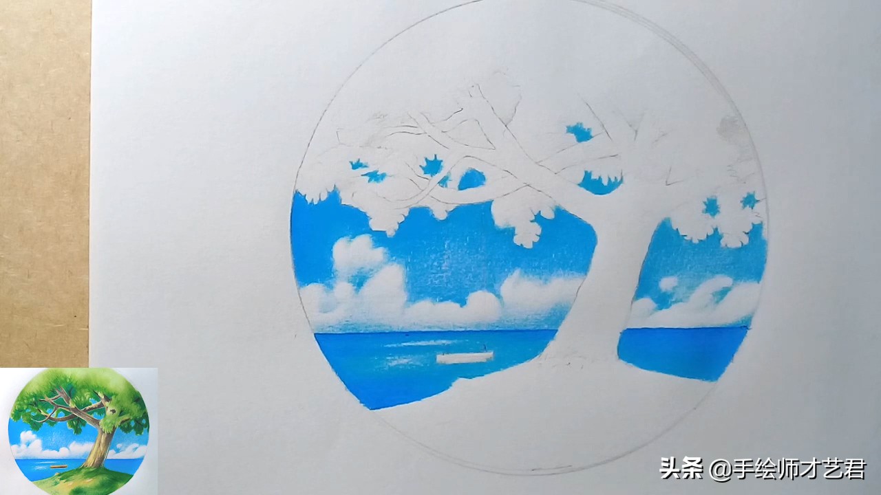 彩铅怎么画风景画简单又好看,山水风景画彩铅绘画简单步骤教程