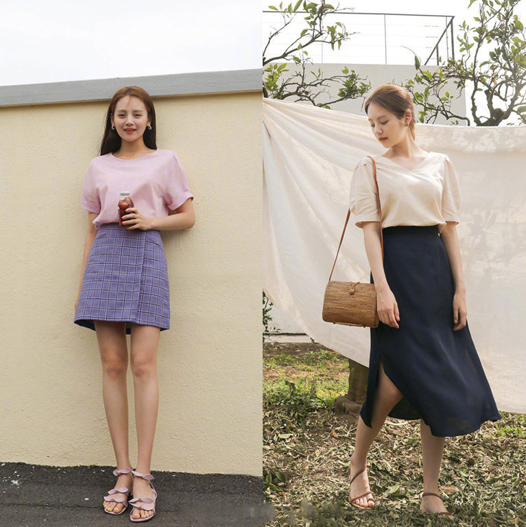 温婉清新的夏季韩风穿搭look,韩风加清新风的穿搭冬季女