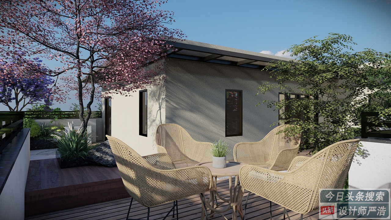 新中式小别墅设计图两层不带露台,50平米楼顶露台新中式花园设计