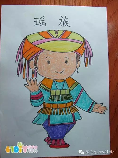 彩色少数民族儿童简笔画图片大全,五十六个民族简笔画卡通