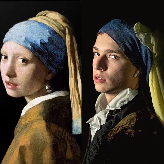 世界名画人物模仿搞笑,外国人恶搞画作