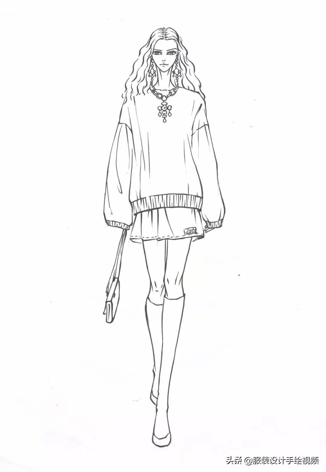 服装勾线教程,服装画弯线技巧