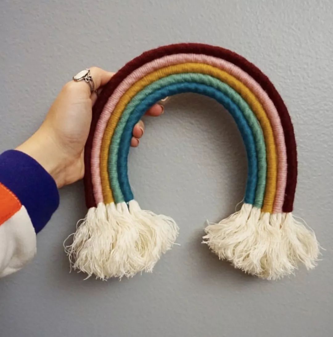 自制漂亮的挂毯,做彩虹云朵挂坠