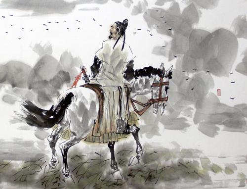 高适：大漠瀚海，长烟落日，衰草连天，风景如同狂草一般写意豪放