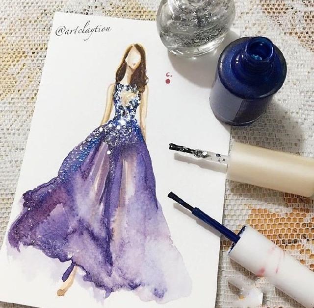 服装设计礼服素描手稿,著名设计师服装设计手稿