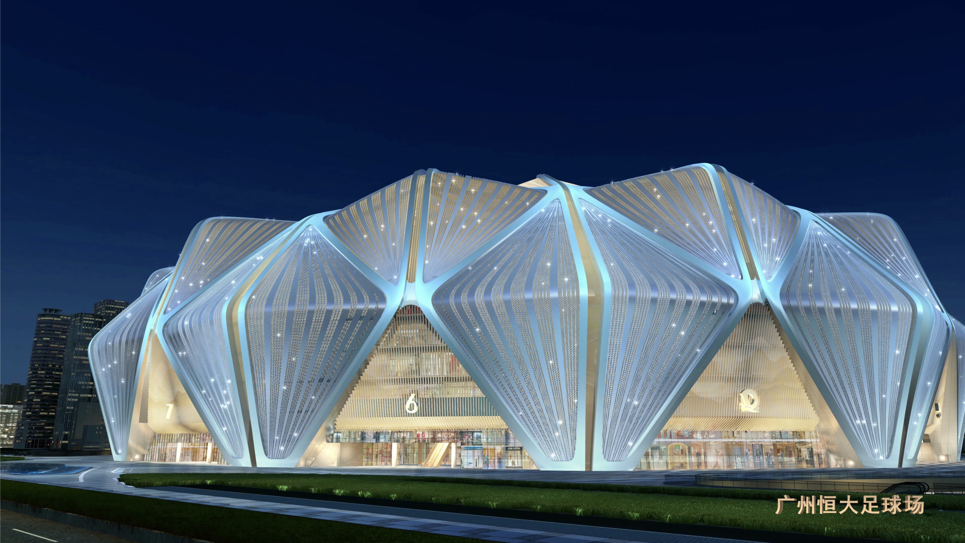 恒大足球场灯光效果曝光,恒大球场灯光效果图