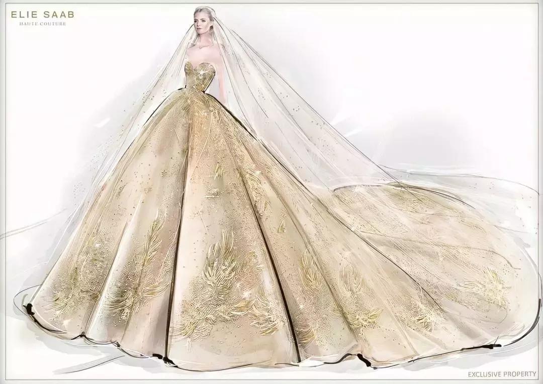 15万颗施华洛世奇水晶,eliesaab婚纱