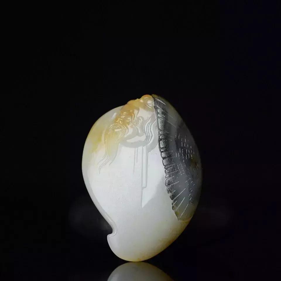 水墨意境和田玉青花籽料原石欣赏,银沙青花墨玉