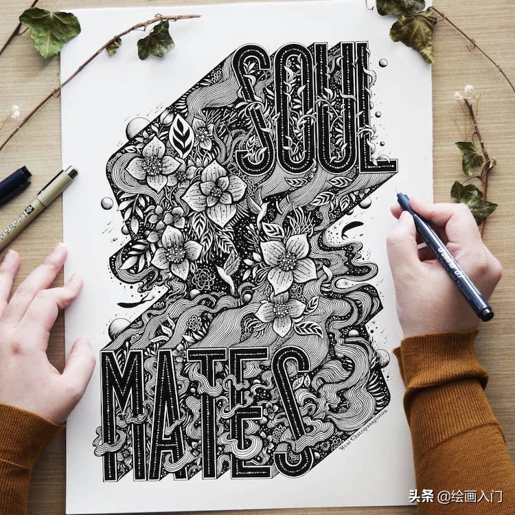 手绘插画黑白风针管笔小插画,手绘100多幅针管笔黑白插画分享