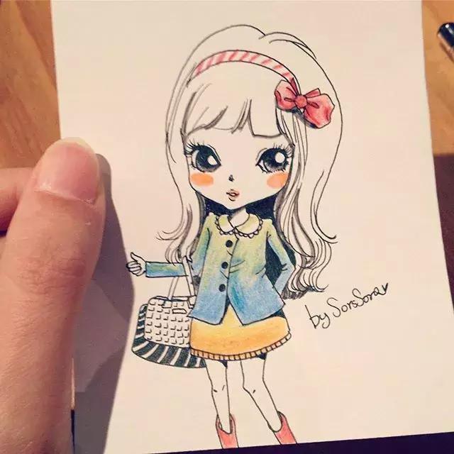 彩铅画古风人物简笔画,彩铅荷花简笔画几分钟就能学会