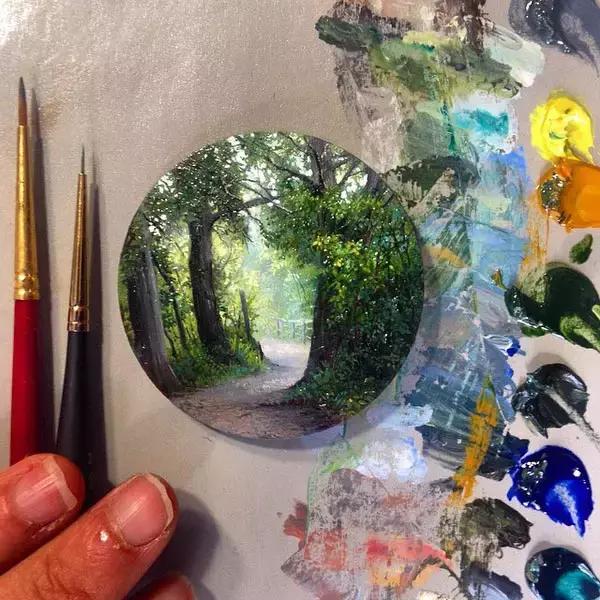 去艺术馆旅游回来画一幅画,油画风景随身带