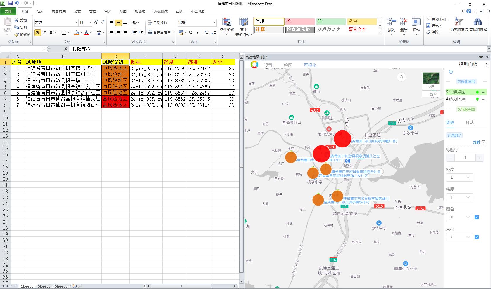 疫情通报|EXCEL制作福建省莆田市疫情地图