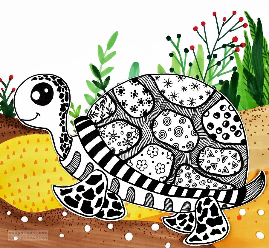 怎么画小乌龟最可爱的,如何画乌龟的儿童画