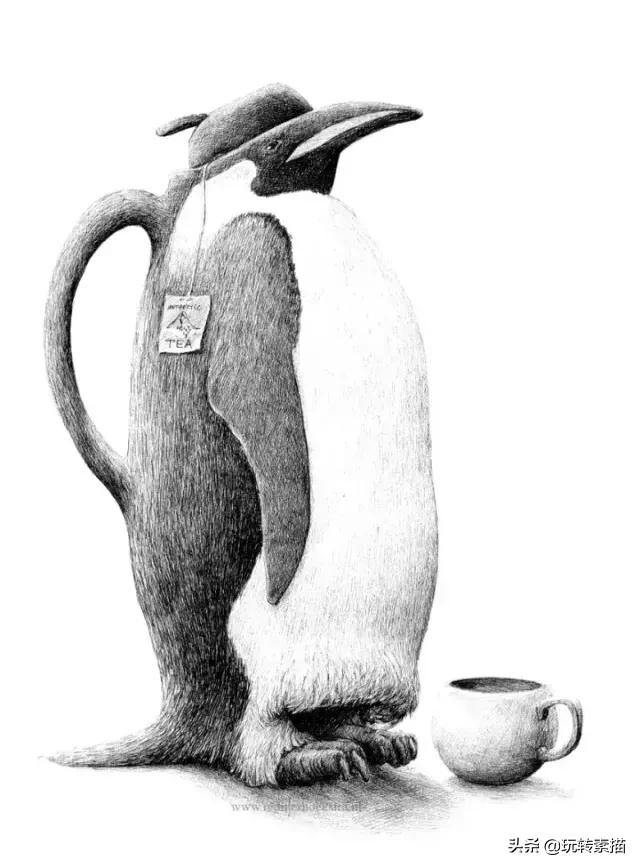 小清新素描黑白插画,看似抽象实则写实的画