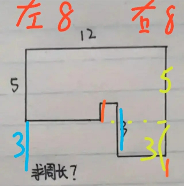 小学求周长的图形题讲解,最近很火的小学数学题求周长