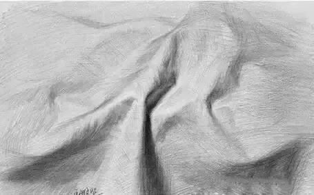 白色陶罐菊花衬布组合素描画法,素描静物白色罐子深色衬布组合