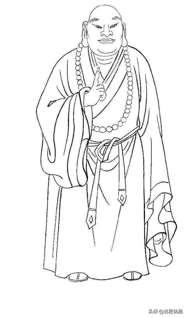 降龙罗汉白描图高清图片,降龙伏虎罗汉图白描