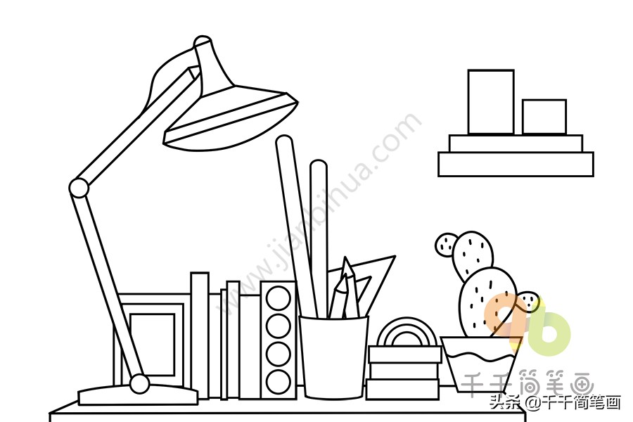 书桌简笔画简单又好看加凳子,学会整理书桌和房间的简笔画