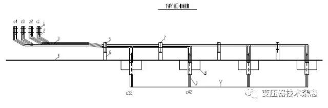 「知识」共轭结构整流变压器低压输出三排八列短网结构引线布置