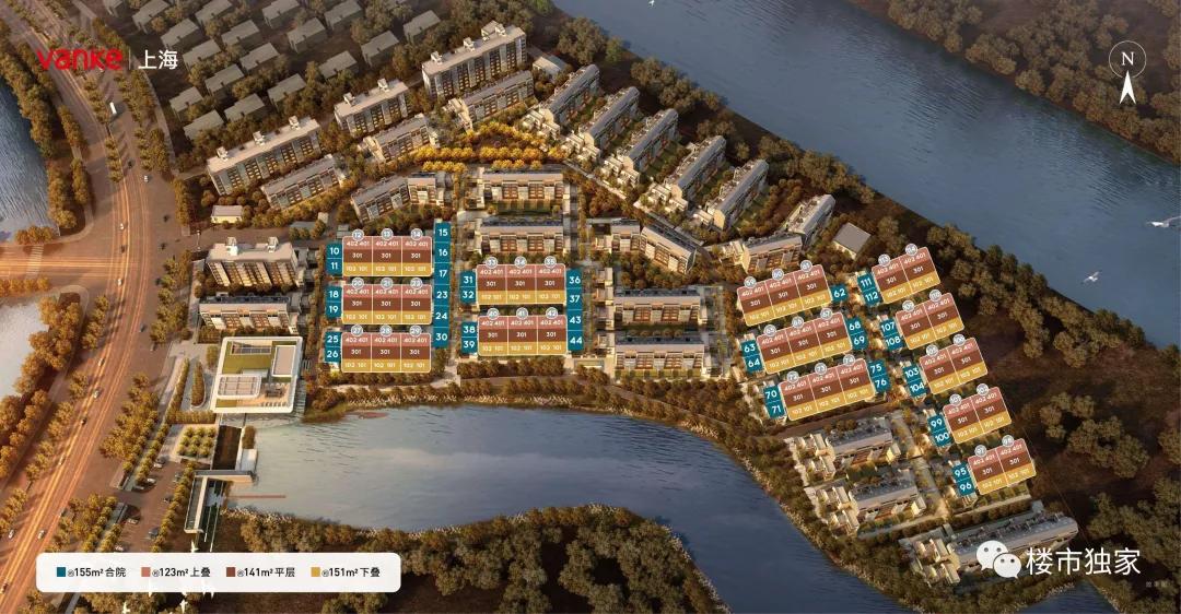 虹桥万科一线湖景房,万科145平叠墅