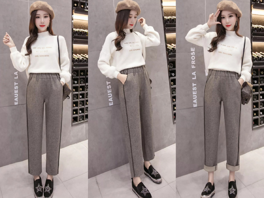 冬季流行的毛呢裤,爆款毛呢休闲裤