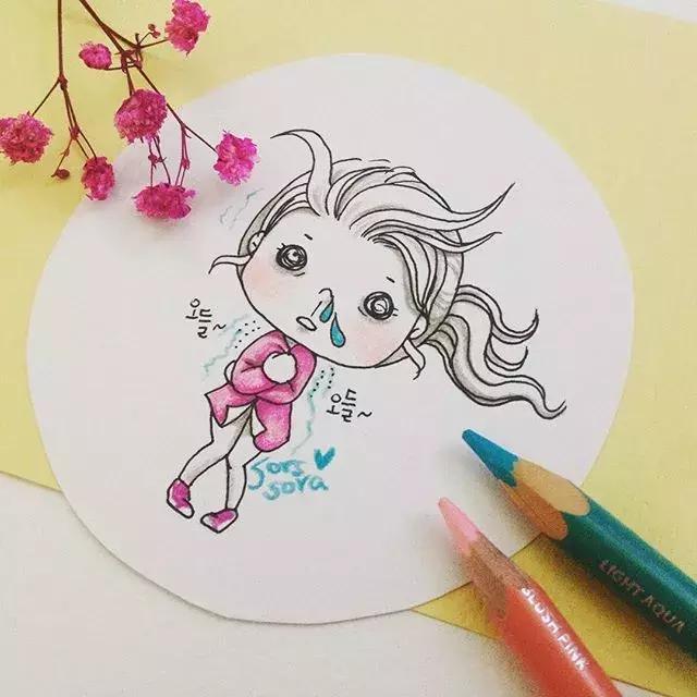 彩铅画古风人物简笔画,彩铅荷花简笔画几分钟就能学会