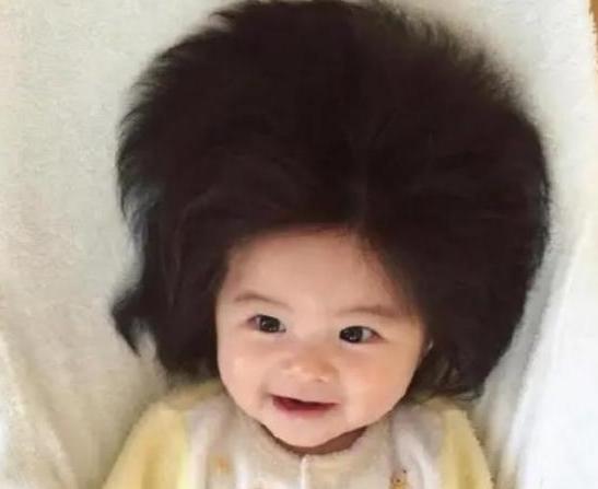 新生儿自带“锡纸烫”走红，茂盛发量引网友笑称：“渣男宝宝”