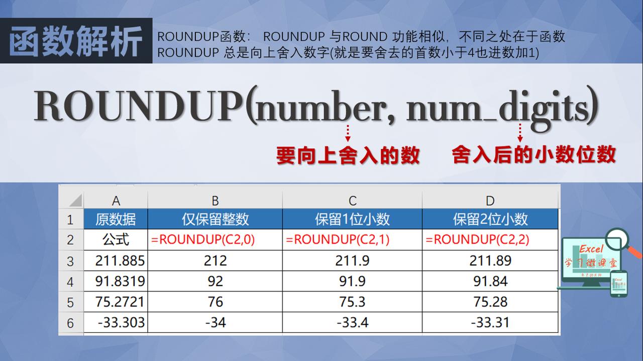 excel的round取整公式怎么用,excel表中整数数值四舍五入后取整