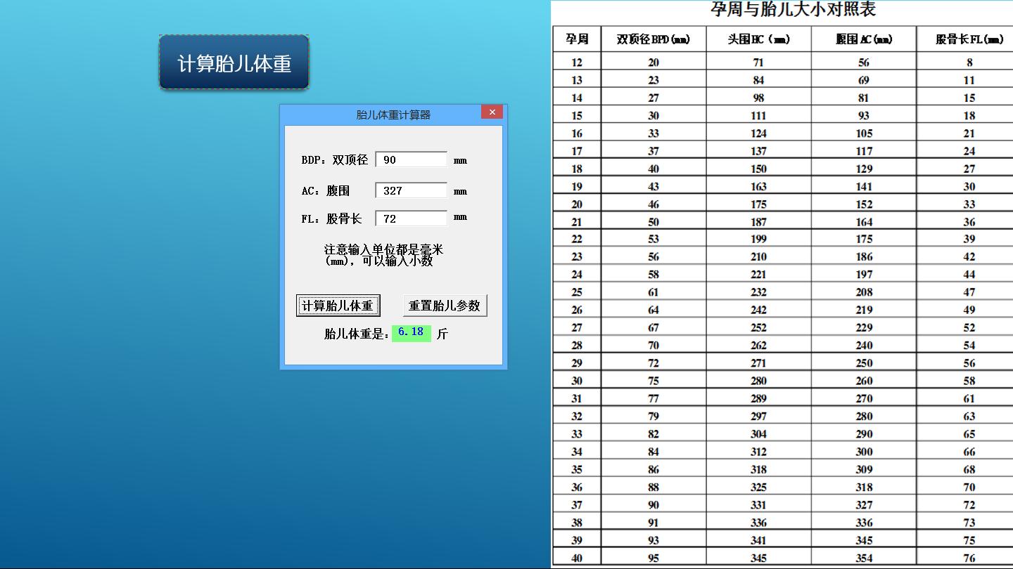 头条文章——妙用VBA技术进行胎儿体重计算器的设计
