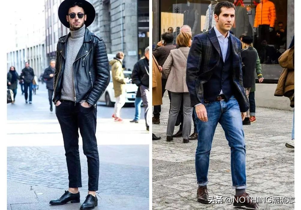 中年男士牛仔裤配什么鞋子好看,男生黑色t恤牛仔裤配什么鞋子