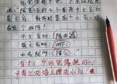 班主任喜得贵子,小学生帮助起名想象力超群,网友:起名“鬼才”