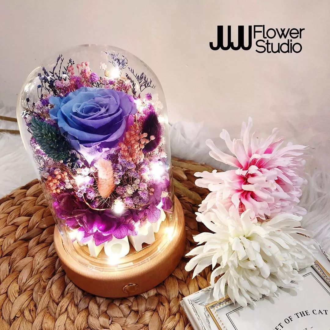 新款永生花玻璃罩,玻璃罩永生花手工diy制作