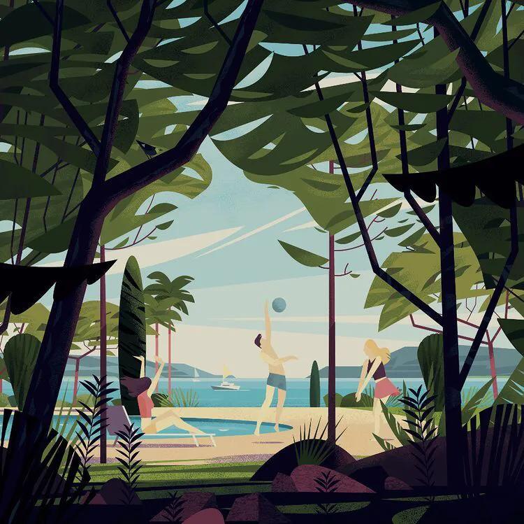 欧美风插画风景图文,迷人风景插画图片大全