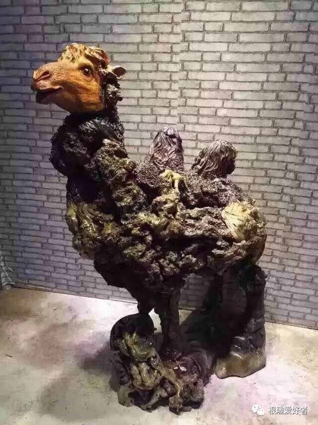 根雕茶壶作品图片,根雕艺术品长嘴茶壶