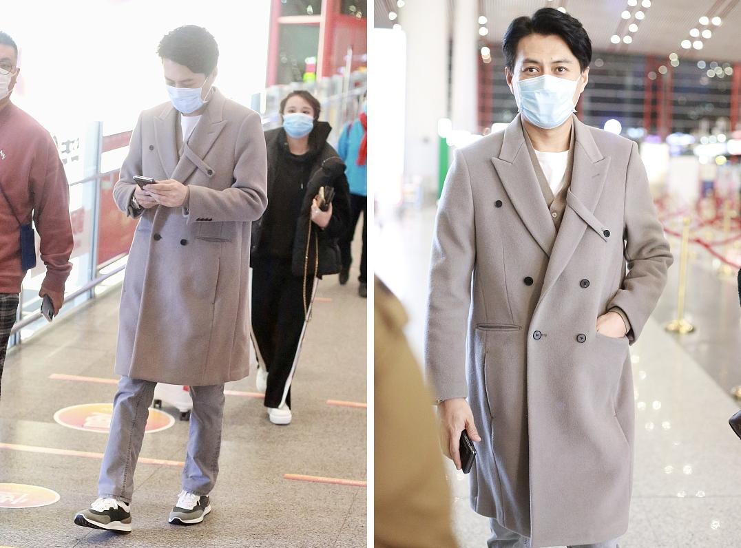 靳东穿搭大衣,西装革履的靳东帅气