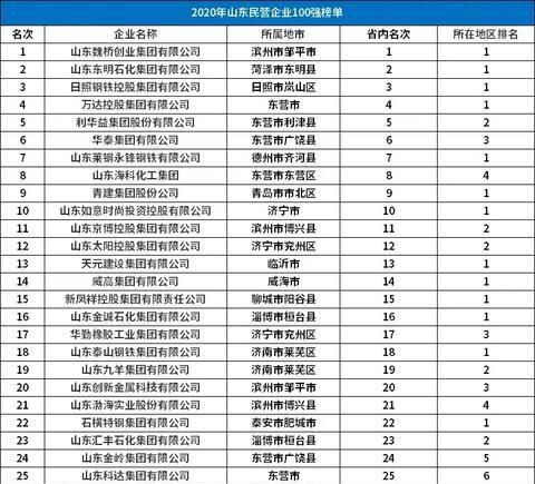 山东十大钢铁集团,山东前百强民营企业营收